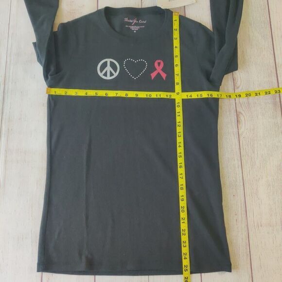 Share the Care "Peace Love Cure" Long Sleeve Ribbed Shirt sz M - Picture 6 of 7